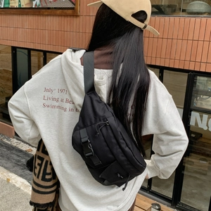 Schwarze Unisex Canvas Bauchtasche für Damen und Herren, lässige Crossbody Brusttasche