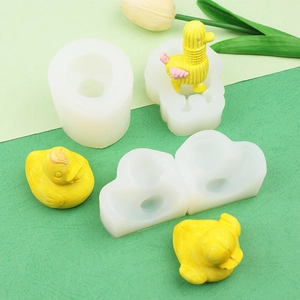 3D little yellow duck silicone mold set for DIY handmade soap and candle crafts