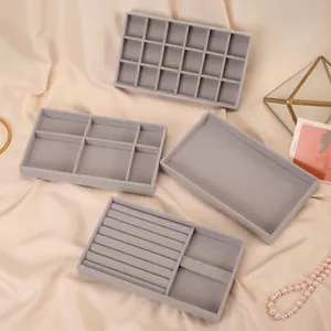 Velvet Jewelry Display Tray Organizer Earring Ring Storage Drawer Insert Soft Flannel Jewelry Holder Showcase For Jewelry Display