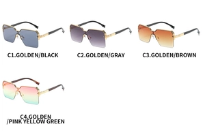 Detailed comparison of gold frame oversized sunglasses in four gradient lens colors