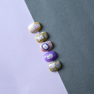Détail de stickers d'ongles 5D en relief avec motifs mignons d'ours et de lapins