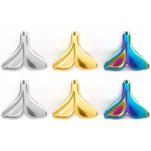 304 Stainless Steel Whale Tail Pendants Mermaid Tail Charms DIY Jewelry Making Necklaces Vacuum Plated Shiny For Women