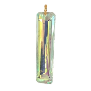 Rectangle rainbow crystal prism suncatcher pendant with metallic clasp for DIY decor