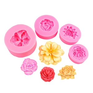 DIY pink silicone molds and finished 3D rose and buttercup resin flower decorations