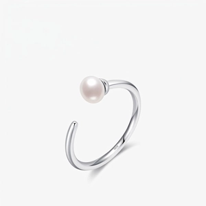 Minimalist 925 Sterling Silver Artificial Pearl Ring For Women Adjustable Open Finger Jewelry Natural Artificial Pearl Elegant