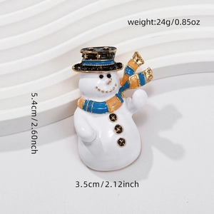Detail view of snowman brooch with size dimensions and weight info for Christmas gift