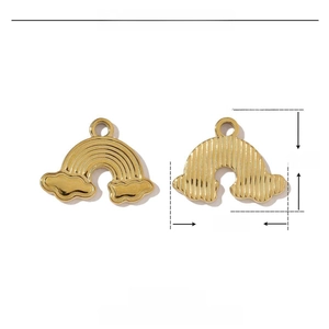 Dessin technique d'un pendentif arc-en-ciel doré de 19mm en acier avec détails de taille