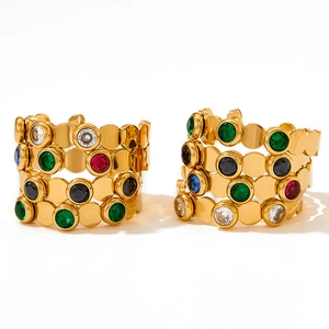 Edelstahl C-Förmige Creolen Mit Bunten Zirkonia Geometrischer Modeschmuck Für Damen Eleganter Stil