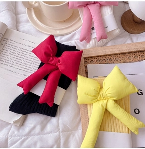 Cute detachable stuffed bow slouch socks women trendy aesthetic winter cotton warm hosiery