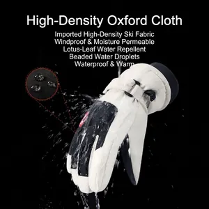 Waterproof winter ski gloves for cycling with thermal fleece lining and touchscreen grip