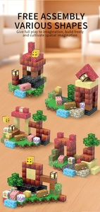 Detailed views of magnetic pixel blocks showing terrain cubes and animal figures