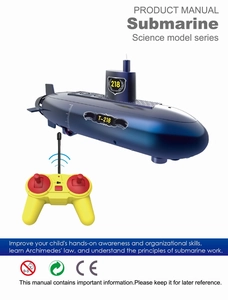 Macro detail of T-218 remote control submarine science model manual and kit