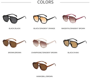 Multiple color options for aviator sunglasses featuring thick frames and gradient lenses