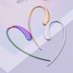 304 stainless steel drop hook earrings in gold, silver, and iridescent polished finishes