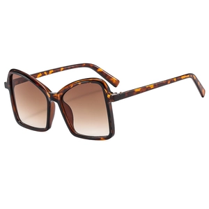 Fashionable oversized square leopard print sunglasses with brown gradient lenses for women