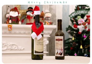 Détails de l'ensemble mini bonnet et écharpe de Noël pour décoration de bouteille de vin