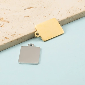 Polished rectangular stainless steel pendants in gold and silver finish for DIY jewelry