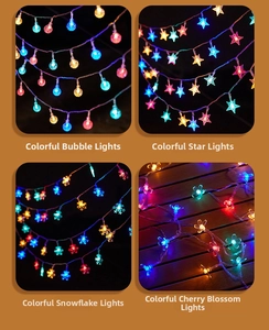 LED string lights in ball, star, snowflake and cherry blossom shapes for outdoor camping