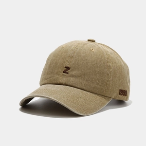 Casquette de baseball vintage en coton délavé kaki avec broderie lettre Z et 1999
