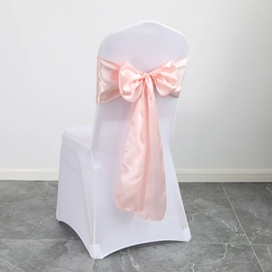 Satin Chair Sashes Bow Ties For Wedding Banquet Party Decoration Glossy Polyester Ribbon With Overlocked Edges