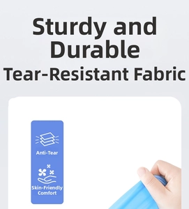 Detail of durable sky blue EVA raincoat fabric showing high elasticity and tear resistance