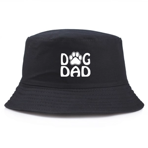 Dog Dad Bucket Hat Cotton Printed Sun Cap Outdoor Foldable Fisherman Hat Paw Graphic Pet Lover Accessory