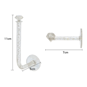 L-shaped acrylic wall hook with gold glitter for headband and jewelry display storage