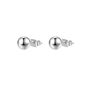 Polished silver stainless steel ball stud earrings for men and women hip hop fashion