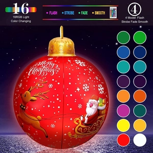 Macro detail of LED inflatable Christmas ball with 16 RGB colors and remote control