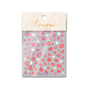 Nail art stickers MS-175 with red and pink heart patterns in retail packaging