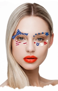 Detailed view of USA face stickers and stars for the American 250th Independence Day