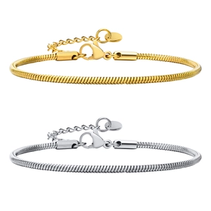Minimalist titanium steel snake chain bracelets in gold and silver finish with lobster clasp