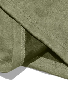 Macro detail of high-density stitching and olive green suede texture on leisure workwear