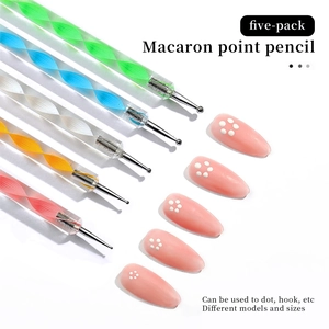 5-piece macaron dotting tool set with acrylic handles for professional nail art design