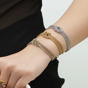 Bracciali a nodo in acciaio inossidabile oro e argento con maglie a catena intrecciate