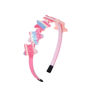 Rainbow gradient stars headband for girls with colorful glitter sequins for party decor