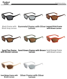 Detailed view of Y2K steampunk sport sunglasses in eight different frame color options