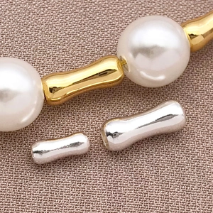 Macro di perline distanziatrici a giunto di bambù placcate in oro 18k e argento puro