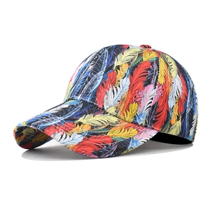 Baseball Cap Colorful Feather Print Adjustable Polyester Breathable Sunshade Outdoor Sports Hat Men Women