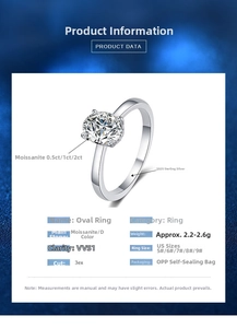 Detailed view of an oval-cut D-color Moissanite stone set in 925 sterling silver ring
