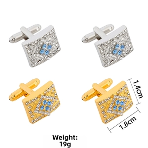 Rectangle crystal cufflinks dimensions 1.8cm by 1.4cm weighing 19g in gold and silver