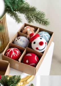 Christmas wool felt ornaments set featuring snowman and gingerbread man in a craft gift box
