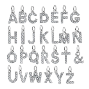 Sparkling S925 silver A-Z alphabet charms set with micro-pave cubic zirconia crystals