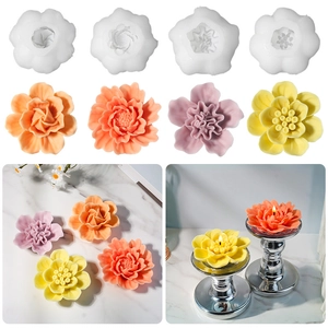 3D Bloem Siliconen Mallen Voor Kaarsen Maken Pioen Camellia Azalea Hibiscus Vormen DIY Zeep Hars Gieten Ambachtelijke