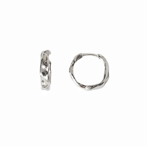 Minimalist S925 sterling silver hoop earrings with vintage irregular texture and lava design