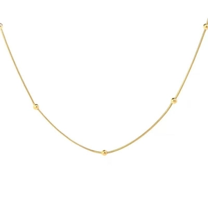 Elegant gold beaded snake chain choker necklace for women with minimalist luxury design