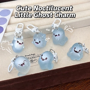 Luminous Ghost Keychain Translucent Resin Cartoon Elf Bag Pendant Halloween Gift Cute Accessory