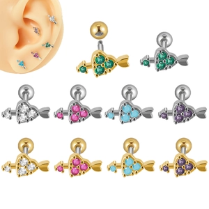 Orecchini a Bottone con Freccia del Cuore in Acciaio Inossidabile e Zirconia Orecchino per Cartilagine per Uomo e Donna Gioielli per Piercing