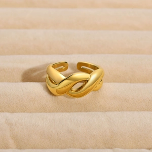 Minimalist Stainless Steel Knot Open Ring For Women Gold Plated Geometric Twisted Knot Adjustable Finger Ring Jewelry Gift