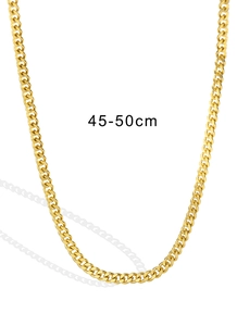 Detail view of the 45-50cm adjustable gold Cuban link chain with high-shine metallic finish